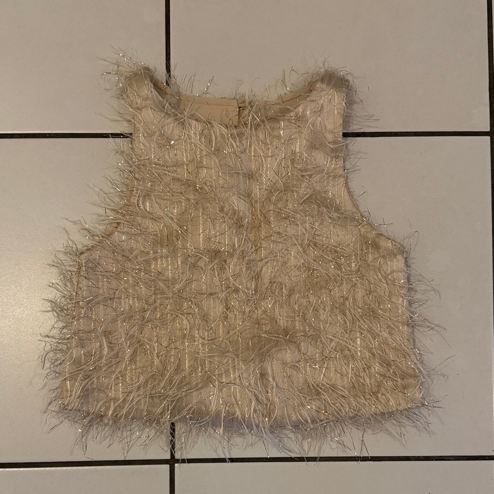Zara Cream Textured Crop Top, size 9